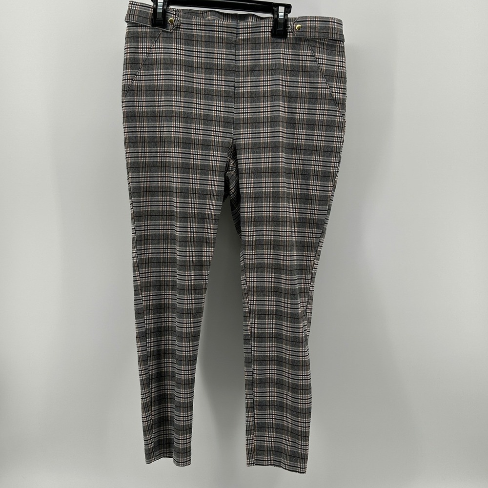 NYCC New York Clothing Co Plaid Pull On Ankle Trousers 14P Office Fall Neutral
